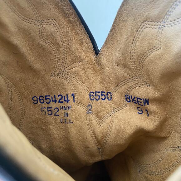 Dan Post Vintage Black Cowboy Boots Stitch Embroidery Pointed Toe Men Sz 8.5 EW - Picture 14 of 16